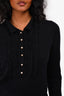 Burberry London Black Cashmere Ruffle Front Top Size S