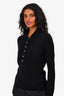 Burberry London Black Cashmere Ruffle Front Top Size S