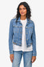Stella McCartney Blue Denim Logo Hemmed Cropped Jacket Size 38