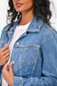Stella McCartney Blue Denim Logo Hemmed Cropped Jacket Size 38