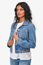 Stella McCartney Blue Denim Logo Hemmed Cropped Jacket Size 38