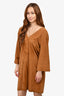 Vince Brown Suede Leather V Neck Dress Size L