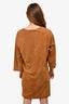 Vince Brown Suede Leather V Neck Dress Size L