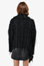 Donna Karen Black Cashmere/Rabbit Fur Open Cardigan Size L