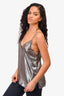 Cami NYC Silver Silk Camisole Top Size M