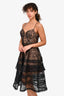 Self-Portrait Black/Nude Lace Tiered Strappy Dress Size 8 US