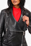 Barbara Bui Black Leather Draped Front Moto Jacket Size S