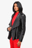 Barbara Bui Black Leather Draped Front Moto Jacket Size S
