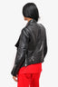 Barbara Bui Black Leather Draped Front Moto Jacket Size S