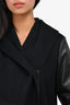 Vince Black Wool Coat with Leather Sleeves Size M