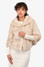 Cream Mink Collared Short Coat Est. Size S