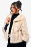 Cream Mink Collared Short Coat Est. Size S