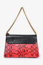 Givenchy Black Leather Red Snake Printed Sides GV3 Chain Bag