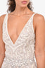 Naeem Kahn Custom Ivory Mesh Beaded Jumpsuit SIze S