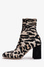 Miu Miu Leopard Print Jacquard Heeled Sock Boots Size 37