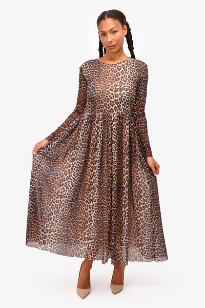 ganni mesh dress leopard Ganni Leopard Mesh Maxi Dress Size 40 – Mine & Yours