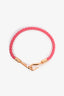 Hermès Pink Braided Leather Hook Clasp Mini Bracelet