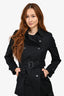 Burberry Black Cotton Short Belted Trench Coat Size 6