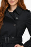 Burberry Black Cotton Short Belted Trench Coat Size 6