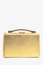 Mark Cross Gold Saffiano Leather 'Grace' Box Bag with Crossbody Strap
