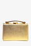 Mark Cross Gold Saffiano Leather 'Grace' Box Bag with Crossbody Strap