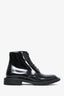 Saint Laurent Black Patent Leather Ankle Lace Up Boots Size 37.5