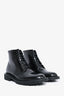 Saint Laurent Black Patent Leather Ankle Lace Up Boots Size 37.5