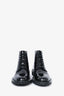 Saint Laurent Black Patent Leather Ankle Lace Up Boots Size 37.5