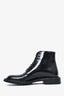 Saint Laurent Black Patent Leather Ankle Lace Up Boots Size 37.5