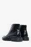 Saint Laurent Black Patent Leather Ankle Lace Up Boots Size 37.5