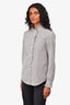 Frame White/Grey Striped Cotton Ruffle Collar Button-Up Top Size XS