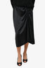 Theory Black Silk Ruched Midi Skirt Size 6
