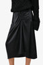 Theory Black Silk Ruched Midi Skirt Size 6