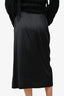 Theory Black Silk Ruched Midi Skirt Size 6
