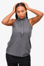 Brunello Cucinelli Grey Turtleneck Jersey Sleeveless Top With Beaded Detail Size M