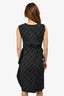 Lanvin Grey Check Wool Draped Sleeveless Midi Dress Size 38