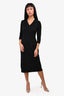 Holt Renfrew Vintage Black Cashmere V-Neck Midi Dress Size M