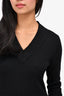 Holt Renfrew Vintage Black Cashmere V-Neck Midi Dress Size M