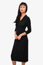 Holt Renfrew Vintage Black Cashmere V-Neck Midi Dress Size M