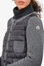 Moncler Grey Padded 'Maglione Tricot' Knit Cardigan Size L