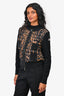 Moncler Black/ Leopard Padded 'Maglione Tricot' Knit Cardigan Size M