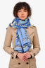 Hermès Blue Printed Cashmere/Silk 'Robe du Soir' Shawl Scarf