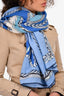 Hermès Blue Printed Cashmere/Silk 'Robe du Soir' Shawl Scarf
