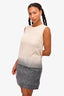 Victoria Victoria Beckham Cream/Grey Ombre Silk/Cashmere Sleeveless Dress Size 6 US