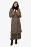Max Mara Studio Brown/Black Alpaca Wool Houndstooth Fur Collared Coat Size 8