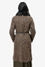 Max Mara Studio Brown/Black Alpaca Wool Houndstooth Fur Collared Coat Size 8