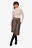 Ganni Leopard Print Denim Midi Skirt Size 36