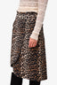 Ganni Leopard Print Denim Midi Skirt Size 36