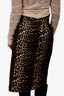 Ganni Leopard Print Denim Midi Skirt Size 36