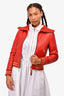 Mackage Brick Red Leather 'Krysta' Jacket with Knit Trim Size S